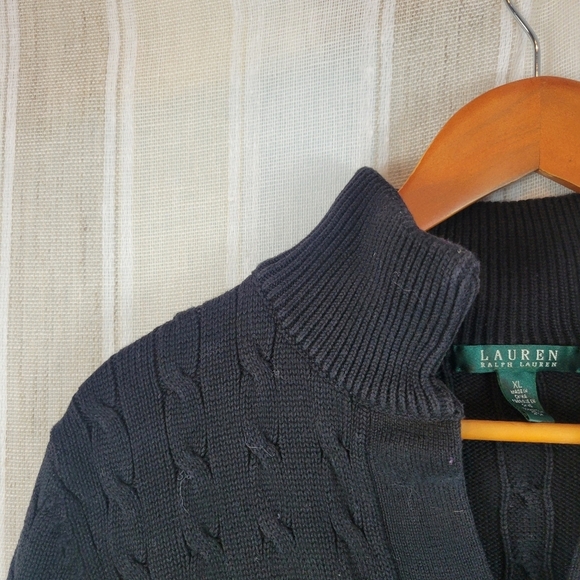 Lauren Ralph Lauren 100% Cotton Cable Knit Sweater Black Size Extra Large - Picture 3 of 9